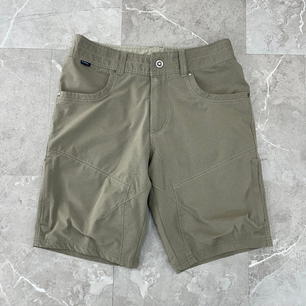Kuhl Silencr Shorts Mens 30 Green Hiking Climb Quick Dry Water Resistant Outdoor